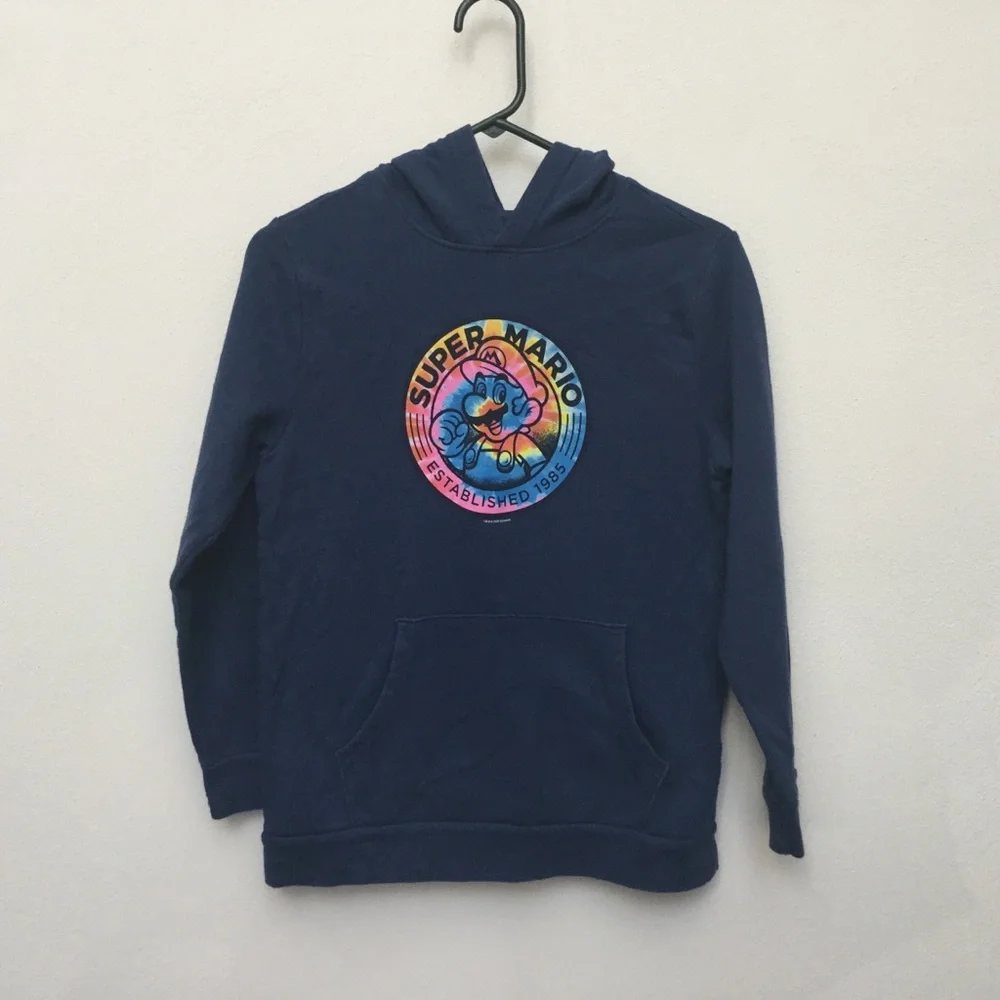 Kids Old Navy Super Mario Tie Dye Navy Sweatshirt Size XL 14-16